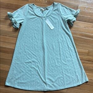 Mint green dress with Ruffle Sleeves